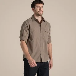 Outlet Expert Mens Kiwi Long Sleeved Shirt | Desert|Mediterranean