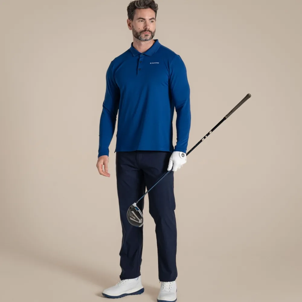 Hot Men's NosiLife Bramshaw Golf Long Sleeved Polo Top | Desert|Jungle
